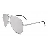 Yves Saint Laurent - Classic SL 11 Folk Aviator Sunglasses with Double Metal Bridge - Oxidized Silver - Saint Laurent Eyewear