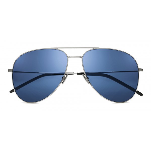 Yves Saint Laurent Classic Sl 11 Aviator Sunglasses With Double Metal Bridge Palladium 