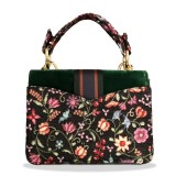 Kristina MC - Mini Bag Cahier - Clutch Bag with Chain - Velvet Gabardine Fabric - Forest Green - High Quality