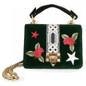 Kristina MC - Mini Bag Cahier - Clutch Bag with Chain - Velvet Saffiano Calfskin - Forest Green - High Quality Leather