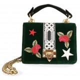 Kristina MC - Mini Bag Cahier - Clutch Bag with Chain - Velvet Saffiano Calfskin - Forest Green -  - High Quality Leather