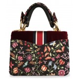 Kristina MC - Mini Bag Cahier - Clutch Bag with Chain - Velvet Gabardine Fabric - Red Burgundy - High Quality Craft