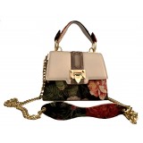 Kristina MC - Jewel Mini Bag - Clutch Bag with Chain - Leather Jaquard Fabric Trimmings - High Quality Leather Craft