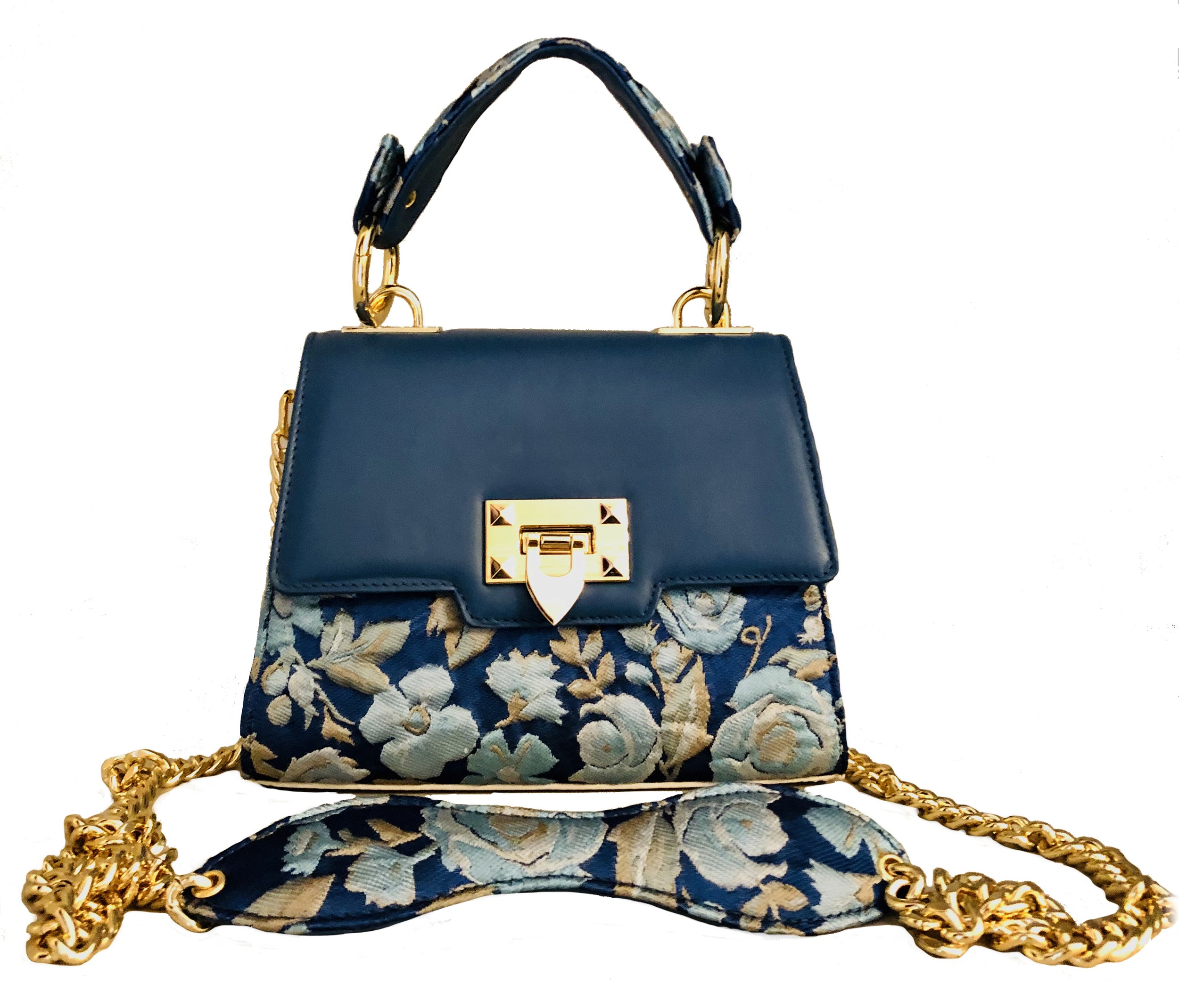 Kristina MC - Mini Bag - Clutch Bag with Chain - Leather Floral