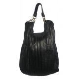 Kristina MC - Bucket Bag - Removable Handle and Shoulder Strap - Pleated Nappa Leather - High Quality Leather Craft