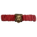 Kristina MC - Cintura con Applicazione a Forma di Tigre - Nappa Nabuk - Rosso Terra - Artigianale in Pelle di Alta Qualità