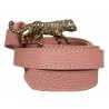 Kristina MC - Belt Double Loop Leopard-Shaped Buckle - Calfskin - Pink - High Quality Leather Craft