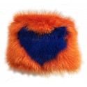 Kristina MC - Mink Fur Bracelet with Black Heart-Shaped Inlay - Orange - High Quality Leather Craft