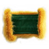 Kristina MC - Mink Fur Bracelet with Studs - Yellow Ochre - High Quality Leather Craft