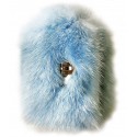 Kristina MC - Mink Fur Bracelet with Central Clasp - Light Blue - High Quality Leather Craft
