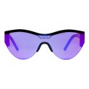 Balenciaga - Ski Cat Sunglasses in Black Acetate with Purple Lenses  - Sunglasses - Balenciaga Eyewear