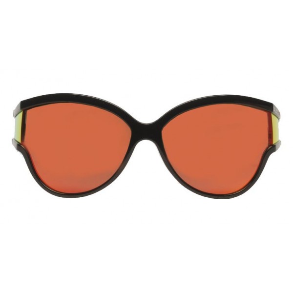 Balenciaga - Limited Round Sunglasses in Black Acetate with Orange Lenses - Sunglasses - Balenciaga Eyewear