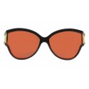 Balenciaga - Occhiali da Sole Limited Round in Acetato Nero con Lenti Arancioni - Occhiali da Sole - Balenciaga Eyewear