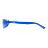 Balenciaga - Occhiali da Sole Neo Round in Acetato Blu Brillante con Lenti Blu Brillante - Occhiali da Sole - Balenciaga Eyewear