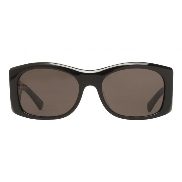 Balenciaga - Thick Round Acetate Gray Dark Sunglasses with Gray Lenses ...