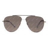 Balenciaga - Invisible Aviator Sunglasses in Silver Metal with Gray Lenses and All-Over Logo - Sunglasses - Balenciaga Eyewear