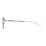 Balenciaga - Occhiali da Sole Invisible Aviator in Metallo Argentato con Lenti Grigie e Logo All-Over - Balenciaga Eyewear