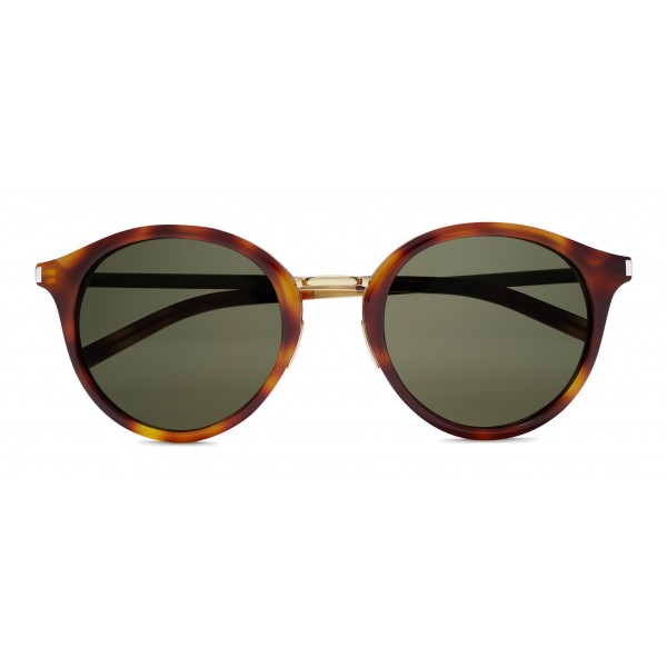 Yves Saint Laurent - Classic SL 57 Round Sunglasses with Metal Bridge - Light Havana - Saint Laurent Eyewear
