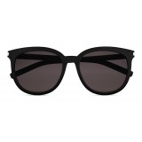 Yves Saint Laurent - Classic SL 284/F Sunglasses with Rounded Frame and Nylon Lenses - Black - Saint Laurent Eyewear