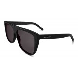 Yves Saint Laurent - New Wave SL 1 Sunglasses with Leather Thick Frame - Black - Saint Laurent Eyewear