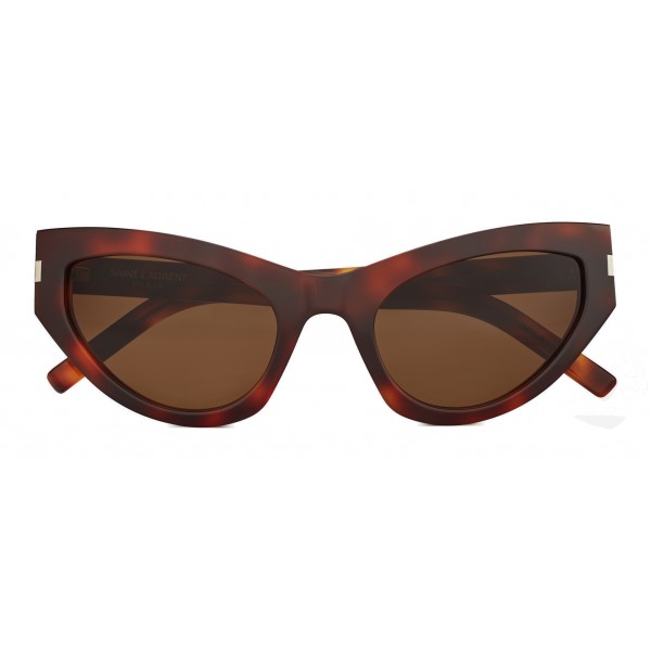 Yves Saint Laurent - New Wave SL 215 Grace Sunglasses with Triangular Frame - Havana - Saint Laurent Eyewear