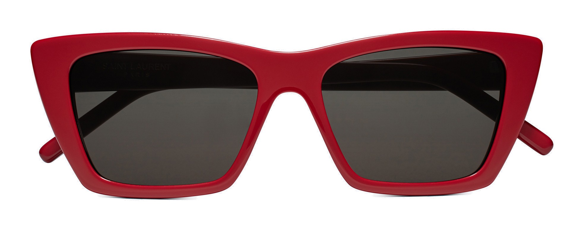 Saint Laurent Square Sunglasses Red Frame Orange Mirror Flash Lens SL5