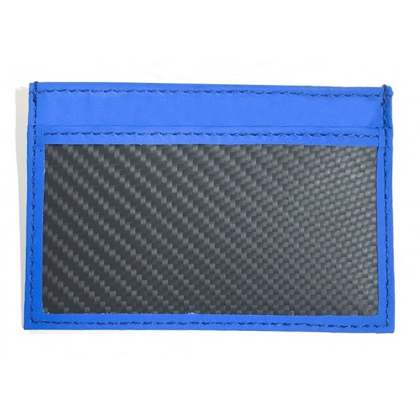 TecknoMonster - Cardcase - Blu - Porta Carte di Credito in Fibra di Carbonio Aeronautico e Pelle - Black Carpet Collection