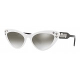 Miu Miu - Miu Miu Catwalk Sunglasses with Crystals - Cat Eye - White Anthracite Silver - Sunglasses - Miu Miu Eyewear