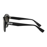 Miu Miu - Miu Miu Catwalk Sunglasses with Logo - Alternative Fit - Cat Eye - Anthracite Silver - Sunglasses - Miu Miu Eyewear
