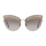 Miu Miu - Occhiali Miu Miu Scenique con Cristalli - Cat Eye - Antracite Sfumate - Occhiali da Sole - Miu Miu Eyewear