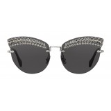 Miu Miu - Occhiali Miu Miu Scenique con Cristalli - Cat Eye - Ardesia - Occhiali da Sole - Miu Miu Eyewear