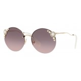 Miu Miu - Occhiali Miu Miu Manière con Perle - Rotondi - Grigio Sfumate - Occhiali da Sole - Miu Miu Eyewear