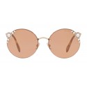 Miu Miu - Occhiali Miu Miu Manière con Perle - Rotondi - Cammeo Flash - Occhiali da Sole - Miu Miu Eyewear