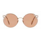 Miu Miu - Miu Miu Manière with Pearls Sunglasses - Round - Flash Cameo - Sunglasses - Miu Miu Eyewear