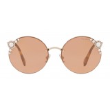 Miu Miu - Occhiali Miu Miu Manière con Perle - Rotondi - Cammeo Flash - Occhiali da Sole - Miu Miu Eyewear