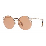 Miu Miu - Occhiali Miu Miu Manière con Perle - Rotondi - Cammeo Flash - Occhiali da Sole - Miu Miu Eyewear