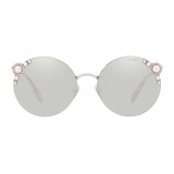 Miu Miu - Miu Miu Manière with Pearls Sunglasses - Round - Clear Flash - Sunglasses - Miu Miu Eyewear