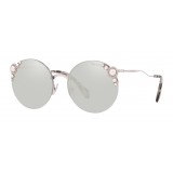 Miu Miu - Occhiali Miu Miu Manière con Perle - Rotondi - Clear Flash - Occhiali da Sole - Miu Miu Eyewear