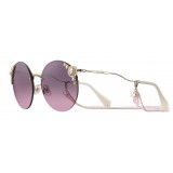 Miu Miu - Occhiali Miu Miu Manière con Perle - Limited Edition - Rotondi - Grigio Alabastro - Occhiali da Sole - Miu Miu Eyewear