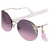 Miu Miu - Occhiali Miu Miu Manière con Perle - Limited Edition - Rotondi - Grigio Alabastro - Occhiali da Sole - Miu Miu Eyewear