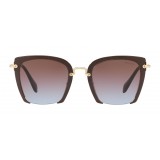 Miu Miu - Occhiali Miu Miu Rasoir con Lenti Cut Off - Squadrati - Cacao Lil - Occhiali da Sole - Miu Miu Eyewear