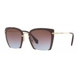 Miu Miu - Occhiali Miu Miu Rasoir con Lenti Cut Off - Squadrati - Cacao Lil - Occhiali da Sole - Miu Miu Eyewear