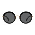 Miu Miu - Occhiali Miu Miu Noir con Glitter - Rotondi - Carbone - Occhiali da Sole - Miu Miu Eyewear