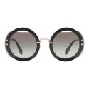 Miu Miu - Occhiali Miu Miu Reveal con Glitter - Rotondi - Antracite Sfumato - Occhiali da Sole - Miu Miu Eyewear