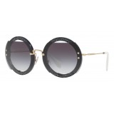 Miu Miu - Miu Miu Reveal with Glitter Sunglasses - Round - Smoke - Sunglasses - Miu Miu Eyewear