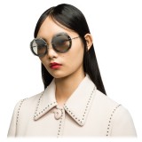 Miu Miu - Occhiali Miu Miu Reveal con Glitter - Rotondi - Grigio Sfumato - Occhiali da Sole - Miu Miu Eyewear
