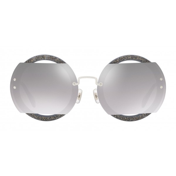 Miu Miu - Miu Miu Reveal with Glitter Sunglasses - Round - Grey Gradient - Sunglasses - Miu Miu Eyewear