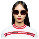 Miu Miu - Miu Miu Reveal with Glitter Sunglasses - Round - Anthracite Brown - Sunglasses - Miu Miu Eyewear
