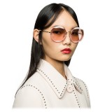 Miu Miu - Occhiali Miu Miu Reveal con Glitter - Rotondi - Rosa Scuro - Occhiali da Sole - Miu Miu Eyewear