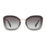 Miu Miu - Miu Miu Reveal with Glitter Sunglasses - Oversize - Anthracite Gradient - Sunglasses - Miu Miu Eyewear